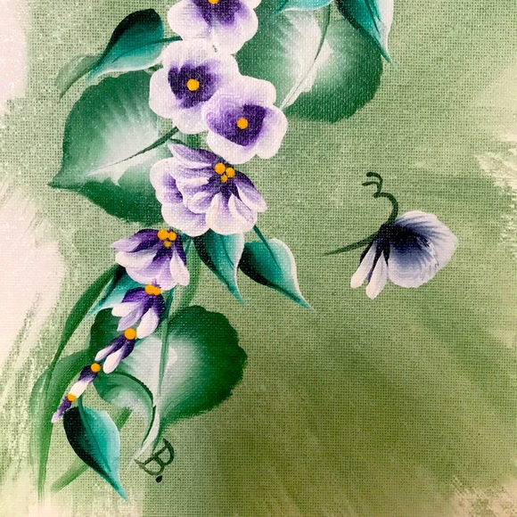 2 Original Signed Flowers & Butterfly Acrylic Paintings on 8x10 Canvas Boards - Picture 5 of 5